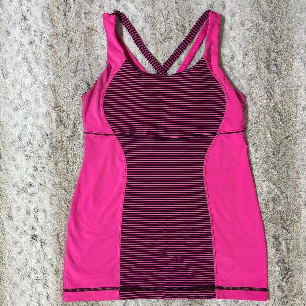 Lululemon built-in sports bra strapy tank top pink small